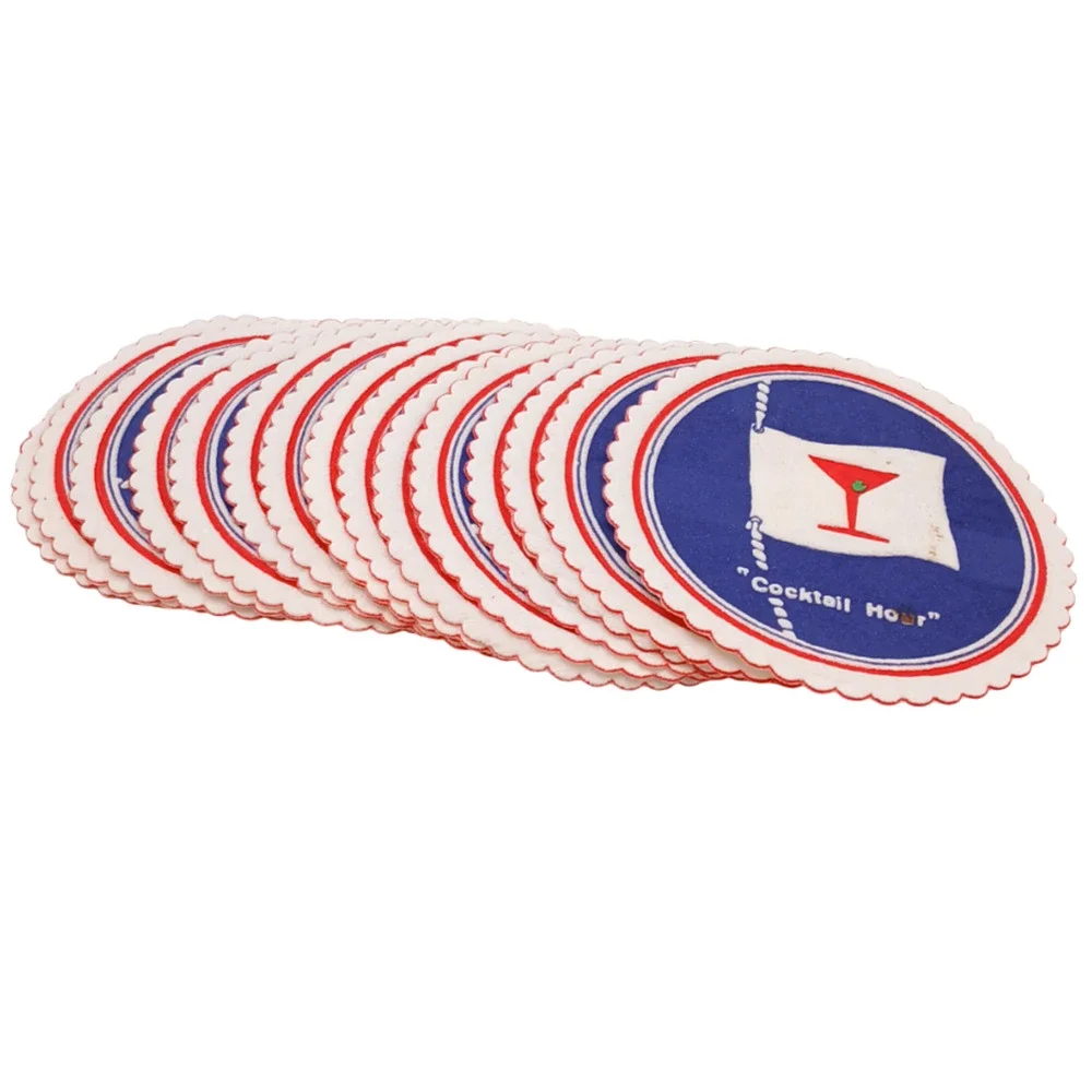 Disposable Restaurant Hotel Tissue Paper Glass Cup Coaster Cocktail Hour -16 pcs